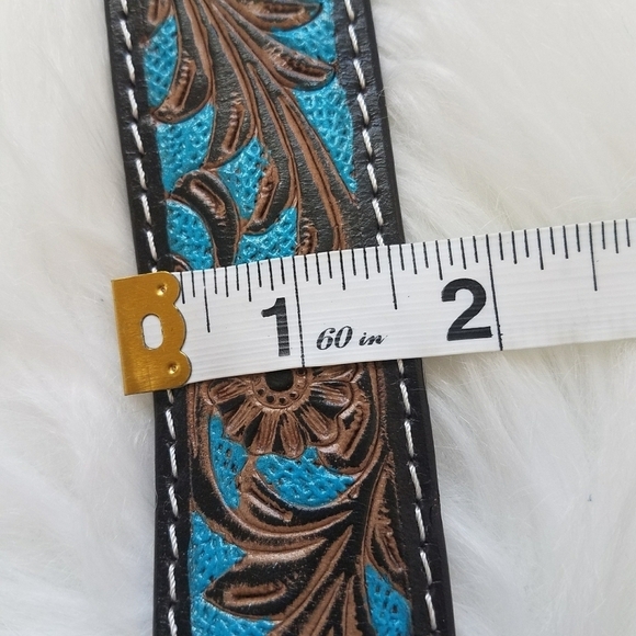 Myra Bag Turquoise Hand-Tooled Leather Belt main image 4